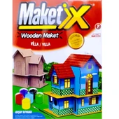 VIP MAKET BOYANABİLİR VİLLA 6 RENK AKRİLİK BOYA EĞİTİCİ OYUNCAK AHŞAP BOYAMA AHŞAP VİLLA BOYAMA SETİ - 1