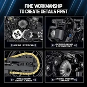 Teknik Motosiklet Yapım Seti 586 parça 1:8 Ölçekli Siyah 8+ yaş Model Kiti hediye yapı blok oyuncak seti - 7