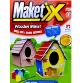 VIP MAKET BOYANABİLİR AHŞAP KUŞ EVİ MAKETİ 6 RENK AKRİLİK BOYA AHŞAP EĞİTİCİ OYUNCAK AHŞAP BOYAMA - 1