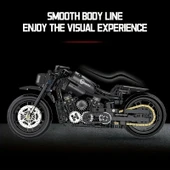 Teknik Motosiklet Yapım Seti 586 parça 1:8 Ölçekli Siyah 8+ yaş Model Kiti hediye yapı blok oyuncak seti - 4