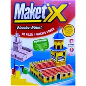 VIP MAKET BOYANABİLİR AHŞAP KIZ KULESİ MAKETİ 6 RENK AKRİLİK BOYA AHŞAP EĞİTİCİ OYUNCAK AHŞAP BOYAMA - 1