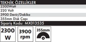 MAX EXTRA 355mm Profil Kesme Makinası 2300 Watt (MX3535) - 2