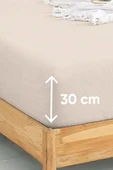 Upstyle Penye Lastikli Çarşaf Pamuklu Jersey Tek Kişilik 100x200cm Krem - 2