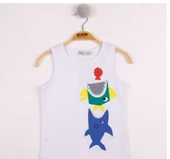 Erkek Çocuk Cepli Balık Baskılı Atlet - 1