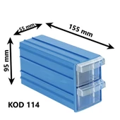 Sembol 114 Plastik Çift Çekmeceli Kutu 155X95x55mm 12 Adet - 3