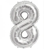 Brokoli Home 8 Numara Folyo Gümüş Balon 100cm 40inç Helyuma Uygun Parti Balonu Numaralar - 2