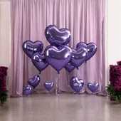 Brokoli Home 3 Adet Kalp Folyo Balon Mor Renk Uçan Balon 45 Cm 18 İnç - 4