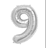 Brokoli Home 9 Numara Folyo Gümüş Balon 100cm 40inç Helyuma Uygun Parti Balonu Numaralar - 2