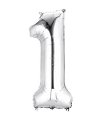 Brokoli Home 1 Numara Folyo Gümüş Folyo Balon 100cm 40inç Helyuma Uygun Parti Balonu Numaralar - 2