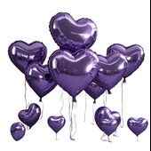 Brokoli Home 3 Adet Kalp Folyo Balon Mor Renk Uçan Balon 45 Cm 18 İnç - 1