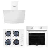Kumtel Home Plus Beyaz Cam Ankastre Set - 1