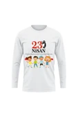 ALPŞAN TİCARET  23 Nisan Baskılı Uzun Kollu İnce T-shirt Çocuk Yetişkin Çocuk Bayramı Uzun Kollu Tişört - 1