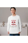 ALPŞAN TİCARET  23 Nisan Baskılı Uzun Kollu İnce T-shirt Çocuk Yetişkin Çocuk Bayramı Uzun Kollu Tişört - 2