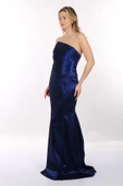 Doridorca Straplez Drapeli Saten Maxi Boy Kadın Abiye 2246115 - 3
