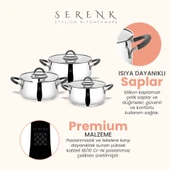 Serenk Modernist 6 Parça Çelik Tencere Seti, 18/10 Paslanmaz Çelik, 18-22-26 cm - 5