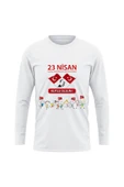 ALPŞAN TİCARET  23 Nisan Baskılı Uzun Kollu İnce T-shirt Çocuk Yetişkin Çocuk Bayramı Uzun Kollu Tişört - 1