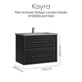Kayra Lavabo Dolabı Çekmeceli Mat Antrasit - 2