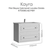 Kayra Lavabo Dolabı Çekmeceli Mat Beyaz - 2