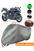 MotoEN  Vinleks Gri Kawasaki Ninja H2 SX Arka Çanta Uyumlu Motosiklet Brandası (Kilit Uyumlu) thumbnail 1