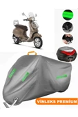 MotoEN  Vinleks Gri Vespa Primavera 50 Touring Arka Çanta Uyumlu Motosiklet Brandası (Kilit Uyumlu) thumbnail 1