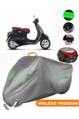 MotoEN  Vinleks Gri Vespa Primavera 50 Arka Çanta Uyumlu Motosiklet Brandası (Kilit Uyumlu) thumbnail 1