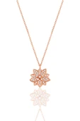 Gümüş rose zirkon taşlı lotus çiçeği kolye SGTL12789ROSE - 1