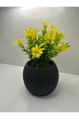 DDTREND Mini Saksıda Afrika Zambağı Yapay Bitki Gerçek Taş Yosunlu 18 Cm Dekoratif Banyo Mutfak Masa Çiçeği - 1