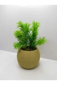 DDTREND Mini Sarı Saksıda Çim Yeşili Yapay Bitki Garnitür Taş Yosunlu Dekoratif Banyo Mutfak Masa Çiçeği - 2
