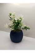 DDTREND Mini Saksıda Yeşil Beyaz Yapay Bitki Garnitür Taş Yosunlu 17 Cm Dekoratif Banyo Mutfak Masa Çiçeği - 1