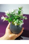 DDTREND Mini Saksıda Yeşil Beyaz Yapay Bitki Garnitür Taş Yosunlu 17 Cm Dekoratif Banyo Mutfak Masa Çiçeği thumbnail 1