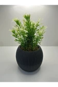 DDPEST Gri Saksı Yeşil Beyaz Afrika Zambağı Yapay Bitki Taş Yosunlu 18 Cm Dekoratif Masa Çiçeği No:1-DS thumbnail 2