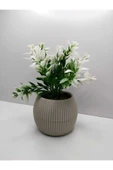 DDTREND Mini Saksıda Yeşil Beyaz Yapay Bitki Garnitür Taş Yosunlu 17 Cm Dekoratif Banyo Mutfak Masa Çiçeği thumbnail 1