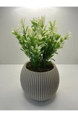 DDPEST Bej Saksı Yeşil Beyaz Afrika Zambağı Yapay Bitki Taş Yosunlu 18 Cm Dekoratif Masa Çiçeği No:1-DS thumbnail 1