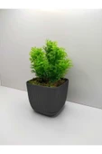 DDTREND Mini Kare Saksıda Çim Yeşili Yapay Çiçek Bitki , Gerçek Taş Yosunlu Banyo Mutfak Masa Çiçeği - 1