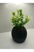 DDPEST Gri Saksı Yeşil Beyaz Afrika Zambağı Yapay Bitki Taş Yosunlu 18 Cm Dekoratif Masa Çiçeği No:1-DS thumbnail 4