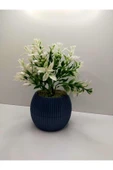 DDTREND Mini Saksıda Yeşil Beyaz Yapay Bitki Garnitür Taş Yosunlu 17 Cm Dekoratif Banyo Mutfak Masa Çiçeği - 2