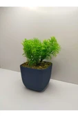 DDPEST Gece Mavisi Kare Saksı Çim Yeşili Yapay Çiçek Bitki Taş Yosunlu Banyo Mutfak Masa Çiçeği No:1-DS thumbnail 1