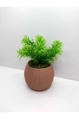 DDPEST Soft Pembe Oval Saksı Çim Yeşili Yapay Çiçek Bitki Taş Yosunlu Banyo Mutfak Masa Çiçeği No:1-DS - 1