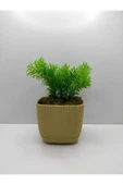 DDPEST Soft Sarı Kare Saksı Çim Yeşili Yapay Çiçek Bitki Taş Yosunlu Banyo Mutfak Masa Çiçeği No:1-DS - 1