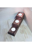 DDTREND Dekoratif Doğal Ahşap 3 Lü Set Mumluk Oyma Şamdan Tealight Mumlar Ile - 4