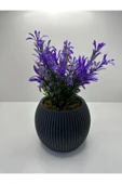 DDPEST Gri Saksı Mor Afrika Zambağı Yapay Bitki Gerçek Taş Yosunlu 18 Cm Dekoratif Masa Çiçeği No:1-DS thumbnail 5