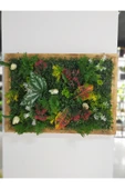DDTREND Ahşap Çerçeveli Yapay Çİçek Duvar Paneli Şimşir Dikey Bahçe Aranjman 48-68 Cm MODEL:2 - 3