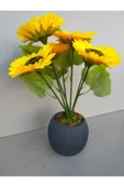 DDPEST Saksı Dahil Yapay Ayçiçeği Demeti 7 Dallı 40 Cm No:3 Antrasit Saksıda Ayçiçeği-DS thumbnail 2