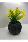 DDTREND Mini Saksıda Afrika Zambağı Yapay Bitki Gerçek Taş Yosunlu 18 Cm Dekoratif Banyo Mutfak Masa Çiçeği - 4