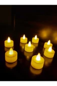 DDTREND 8 Adet Led Mum Tealight Kokusuz Sarı Sabit Işıklı Piller Dahil Parti Yılbaşı Süs Hediye - 2