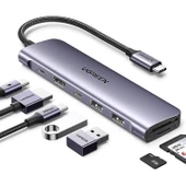UGREEN 15214 USB-C to 4K 7 in 1 HDMI 100W PD 2xUSB-A SD Micro SD Kart Dönüştürücü Çoklayıcı Hub - 1