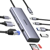 UGREEN 15375 9 in 1 Type-C to 2xUSB 3.0 2xUSB-C 4K/60Hz HDMI Gigabit Ethernet SD TF Kart Okuyucu Çoklayıcı Hub Adaptör - 1