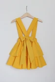 Kız Çocuk Helen Sarı Askılı Kat Kat Bağlama Jile Elbise - 3