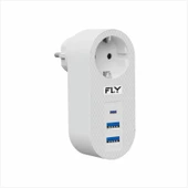 FLY-3400-01 Akım Korumalı 1 li Priz 2-Usba 1-C Soket 2.1A 10A 2500W - 1