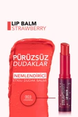 FLORMAR Shea ve Kakao Yağı İçeren Stik Renkli Dudak Nemlendiricisi - Lip Balm -003 STRAWBERRY-8690604555383 - 5